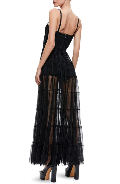 Shop Alice And Olivia Deena Pleated Maxi Dress In Black