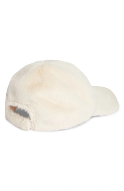 Shop Open Edit Faux Fur Baseball Cap In Ivory Whitecap