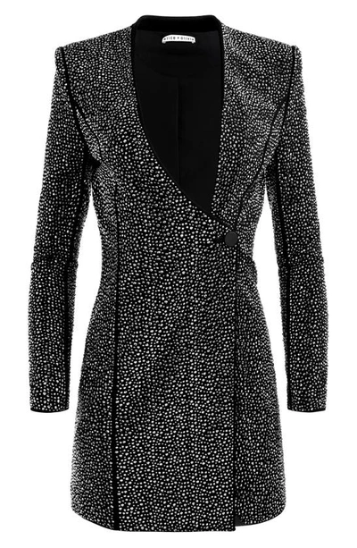 Shop Alice And Olivia Guenda Crystal Detail Long Sleeve Blazer Dress In Black/ Gunmetal