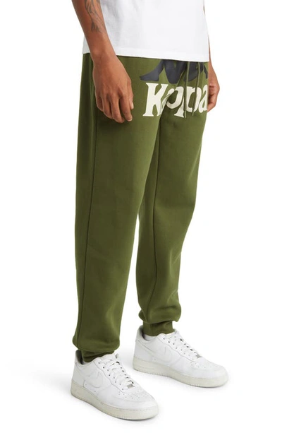 Shop Kappa Authentic Anvest Brushed Fleece Logo Graphic Joggers In Green Cypress