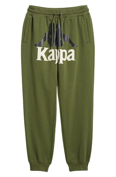 Shop Kappa Authentic Anvest Brushed Fleece Logo Graphic Joggers In Green Cypress