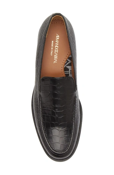 Shop Armando Cabral Danto Croc Embossed Venetian Loafer In Noir Croc