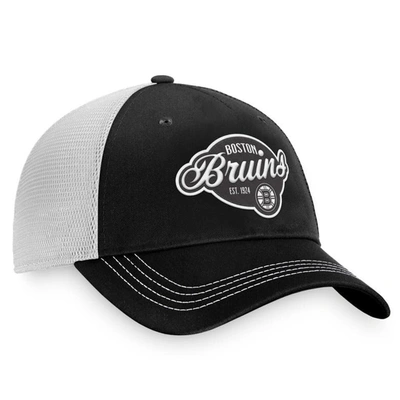 Shop Fanatics Branded Black/white Boston Bruins Fundamental Trucker Adjustable Hat