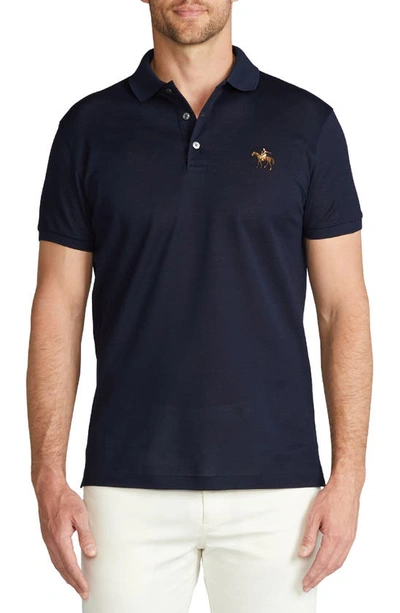 Shop Ralph Lauren Purple Label Slim Fit Logo Embroidered Cotton Piqué Polo In Classic Chairman Navy