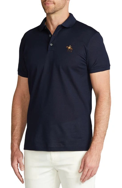 Shop Ralph Lauren Purple Label Slim Fit Logo Embroidered Cotton Piqué Polo In Classic Chairman Navy