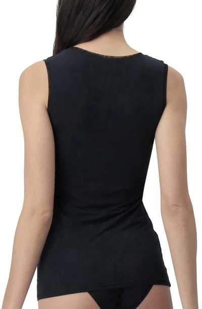 Oroblu Perfect Line Tulle Trim Stretch Modal Tank Top In Black