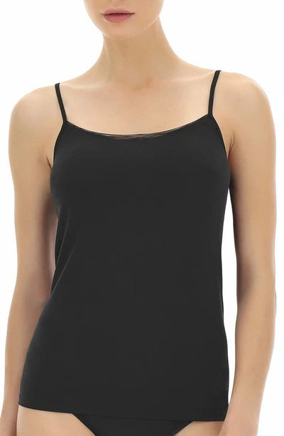 Shop Oroblu Perfect Line Tulle Trim Stretch Modal Camisole In Black