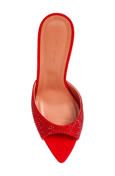 Shop Amina Muaddi Caroline Crystal Embellished Pointed Toe Sandal In Red