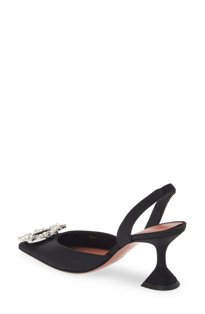 Amina Muaddi Begum Crystal Pointed Toe Slingback Pump In Black