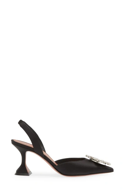Amina Muaddi Begum Crystal Pointed Toe Slingback Pump In Black