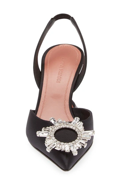 Amina Muaddi Begum Crystal Pointed Toe Slingback Pump In Black
