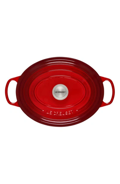 Shop Le Creuset Signature 6.75-quart Oval Enamel Cast Iron French/dutch Oven With Lid In Cerise