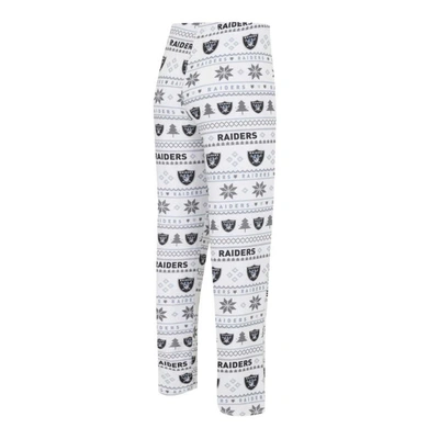 Shop Concepts Sport White/black Las Vegas Raiders Tinsel Raglan Long Sleeve T-shirt & Pants Sleep Set