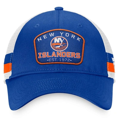 Shop Fanatics Branded Royal/white New York Islanders Fundamental Striped Trucker Adjustable Hat