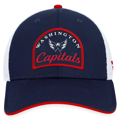 Shop Fanatics Branded Navy/white Washington Capitals Fundamental Adjustable Hat