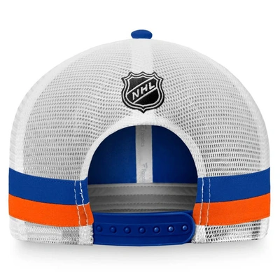 Shop Fanatics Branded Royal/white New York Islanders Fundamental Striped Trucker Adjustable Hat