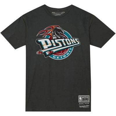 Shop Mitchell & Ness Unisex   Black Detroit Pistons Hardwood Classics Mvp Throwback Logo T-shirt