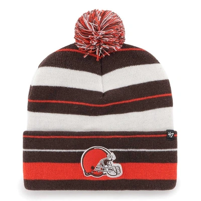 Shop 47 ' Brown Cleveland Browns Powerline Cuffed Knit Hat With Pom