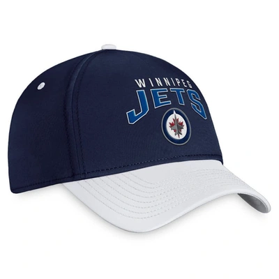 Shop Fanatics Branded Navy/white Winnipeg Jets Fundamental 2-tone Flex Hat