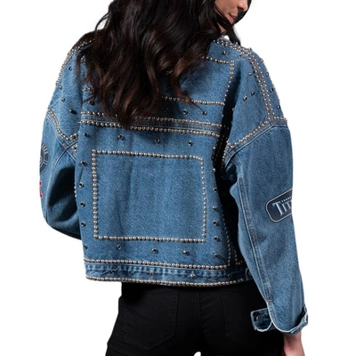 Shop G-iii 4her By Carl Banks Tennessee Titans First Finish Medium Denim Full-button Jacket In Blue