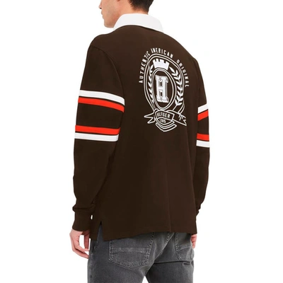 Shop Tommy Hilfiger Brown Cleveland Browns Cory Varsity Rugby Long Sleeve T-shirt