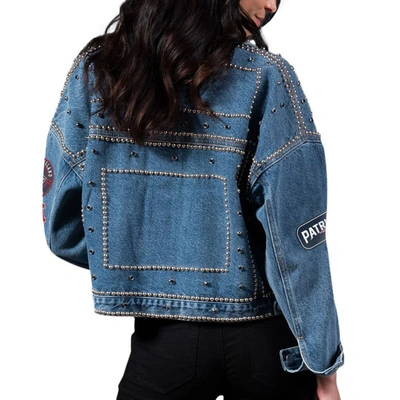 Shop G-iii 4her By Carl Banks New England Patriots First Finish Medium Denim Full-button Jacket In Blue