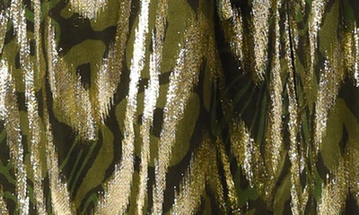 Shop Ciebon Seneca Metallic Long Sleeve Midi Shirtdress In Green