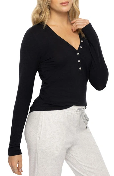 Travismathew Cloud Stretch Modal & Cotton Henley In Black