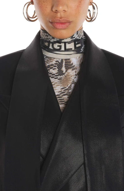 Shop Mugler Oversize Blazer With Attached Scarf In Black