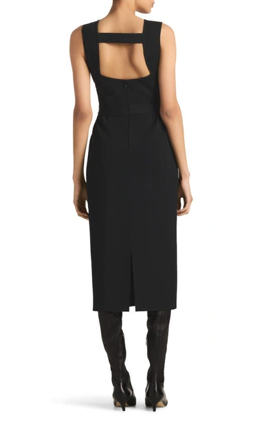 Shop St John Strappy V-neck Milano Knit Cocktail Dress In Black