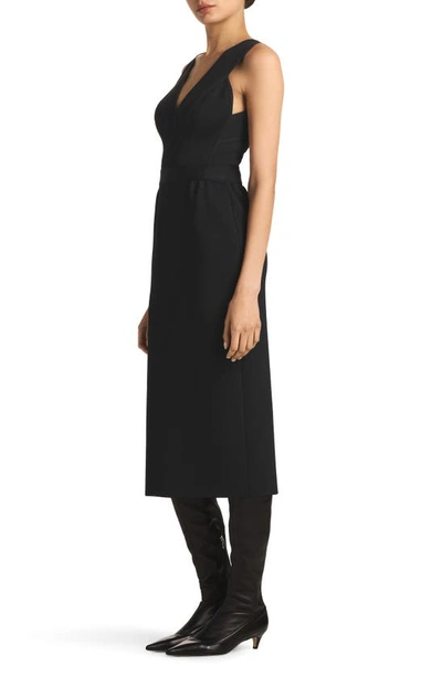 Shop St John Strappy V-neck Milano Knit Cocktail Dress In Black