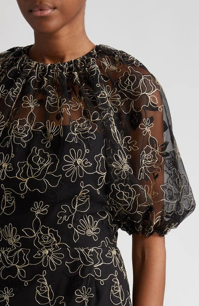 Shop Lela Rose Naomi Floral Embroidery Sheath Dress In Black
