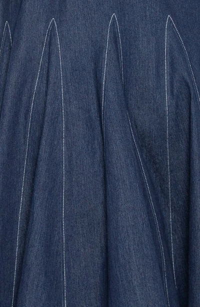 Buxom Couture Belted Long Sleeve Denim Shirtdress In Denim Blue