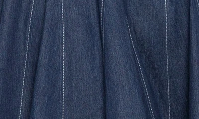 Buxom Couture Belted Long Sleeve Denim Shirtdress In Denim Blue