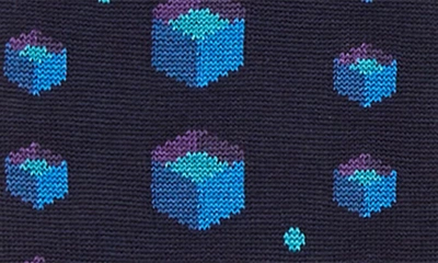Shop Bugatchi Geometric Mercerized Cotton Blend Dress Socks In Navy