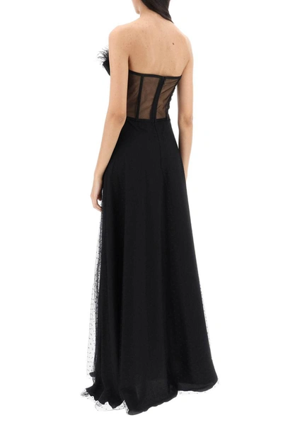 Shop 19:13 Dresscode 1913 Dresscode Long Bustier Dress With Feather Trim In Black