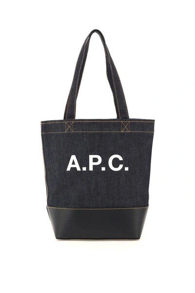 Shop Apc A.p.c. Axel Small Denim Tote Bag In Blue