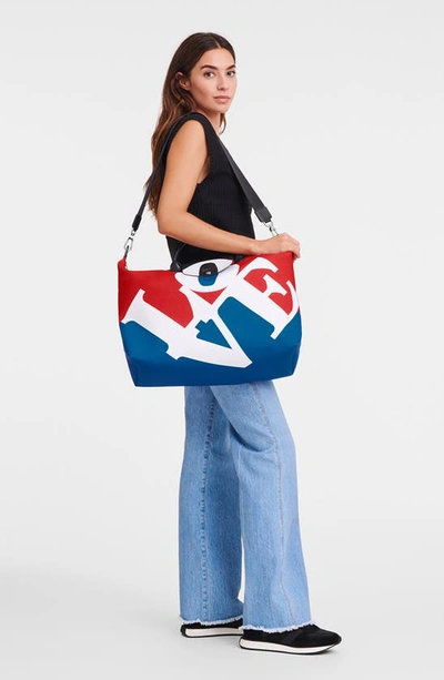 Shop Longchamp X Robert Indiana Large Le Pliage Recycled Polyester Canvas Duffle Bag In White Multi