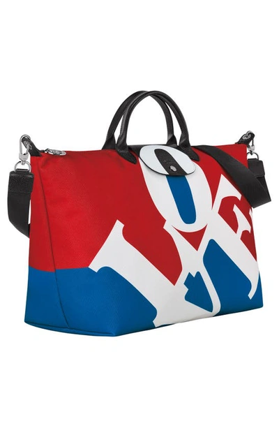 Shop Longchamp X Robert Indiana Large Le Pliage Recycled Polyester Canvas Duffle Bag In White Multi