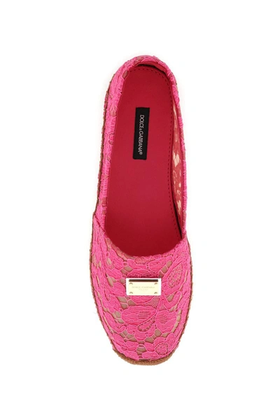 Shop Dolce & Gabbana Taormina Lace Espadrilles In Pink
