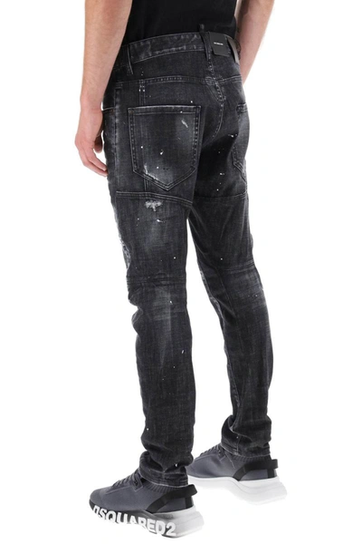 Shop Dsquared2 Distressed Tidy Biker Jeans In Black