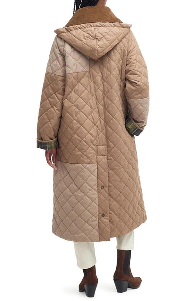 Shop Barbour X Ganni Burghley Oversize Quilted Coat In Honey/ Light Trench/ Classic
