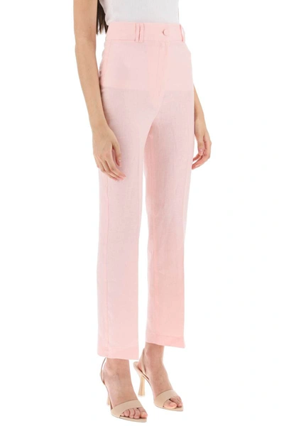 Shop Hebe Studio 'loulou' Linen Trousers In Pink