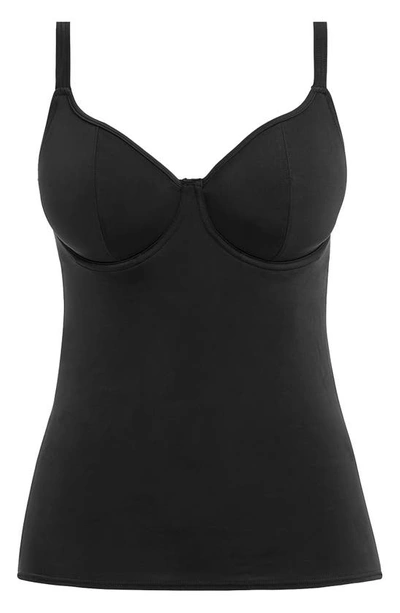 Freya Jewel Cove Underwire Tankini Top In Plain Black
