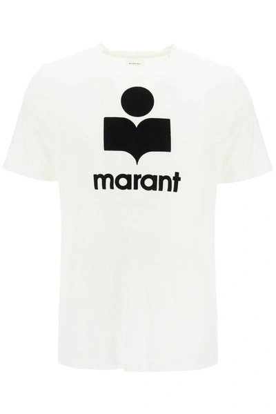 Shop Isabel Marant Marant 'karman' Logo Linen T-shirt In White