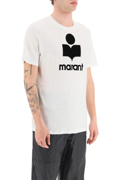 Shop Isabel Marant Marant 'karman' Logo Linen T-shirt In White