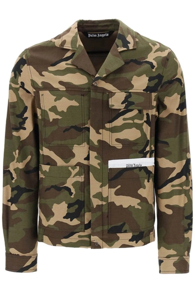 Shop Palm Angels Camouflage Cotton Work Jacket In Multicolor
