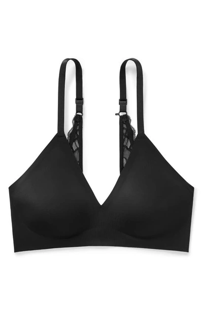 True & Co. True Body Boost Triangle Lace Convertible Strap Bra In Black