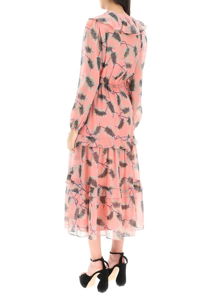 Shop Saloni 'yara' Silk Midi Dress In Pink