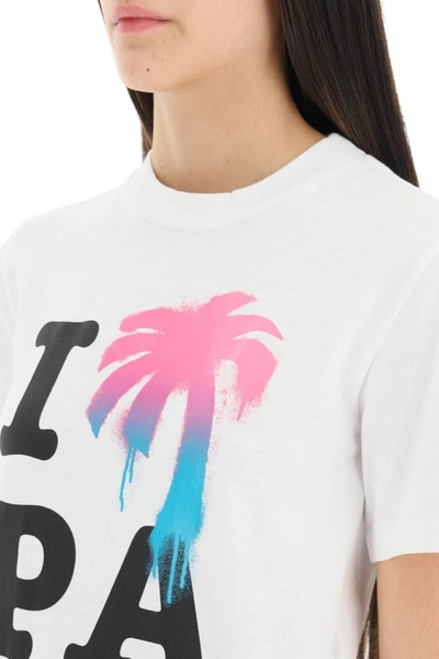 Shop Palm Angels 'i Love Pa' Cropped T-shirt In White